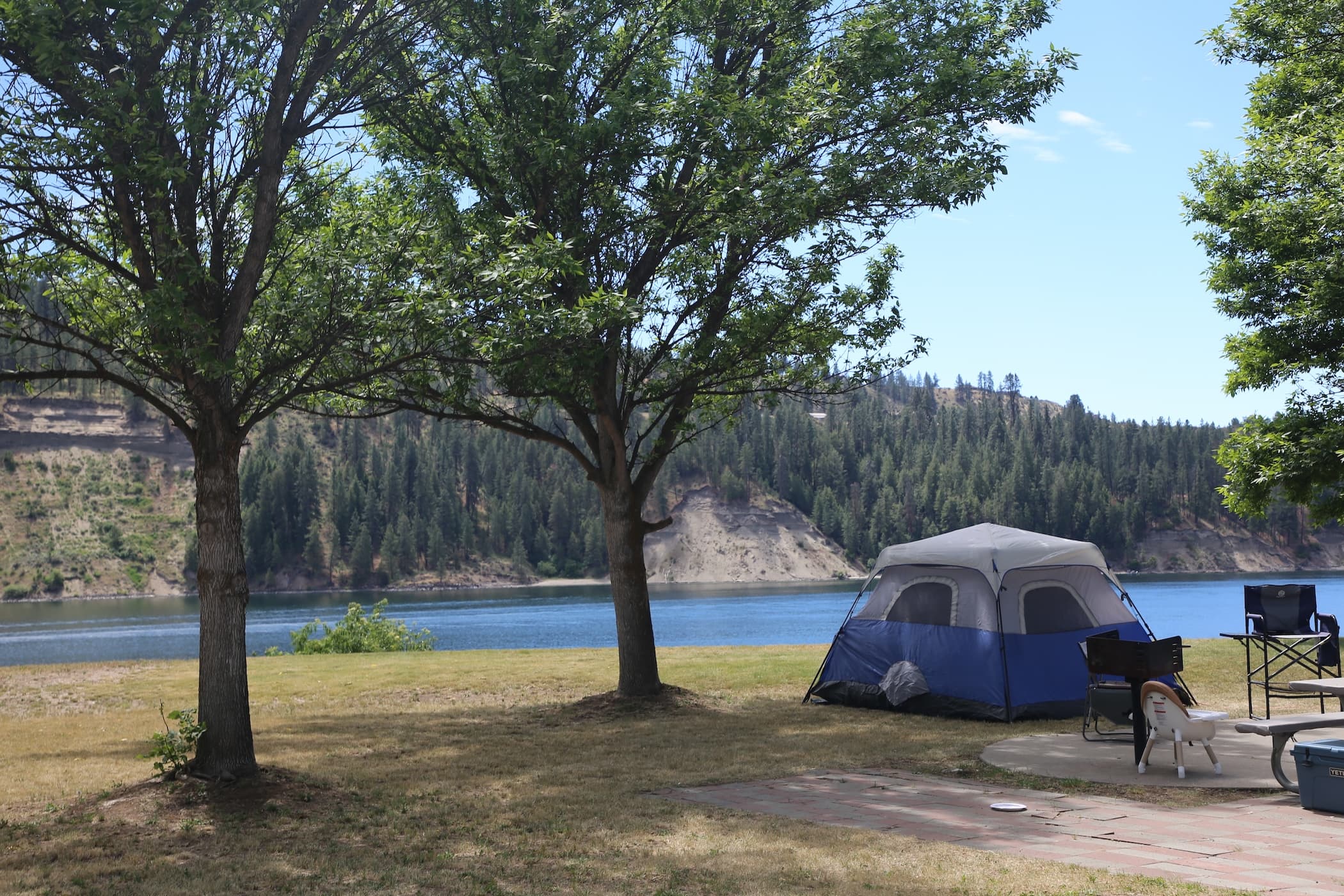 Tent camping along the river at Two Rivers