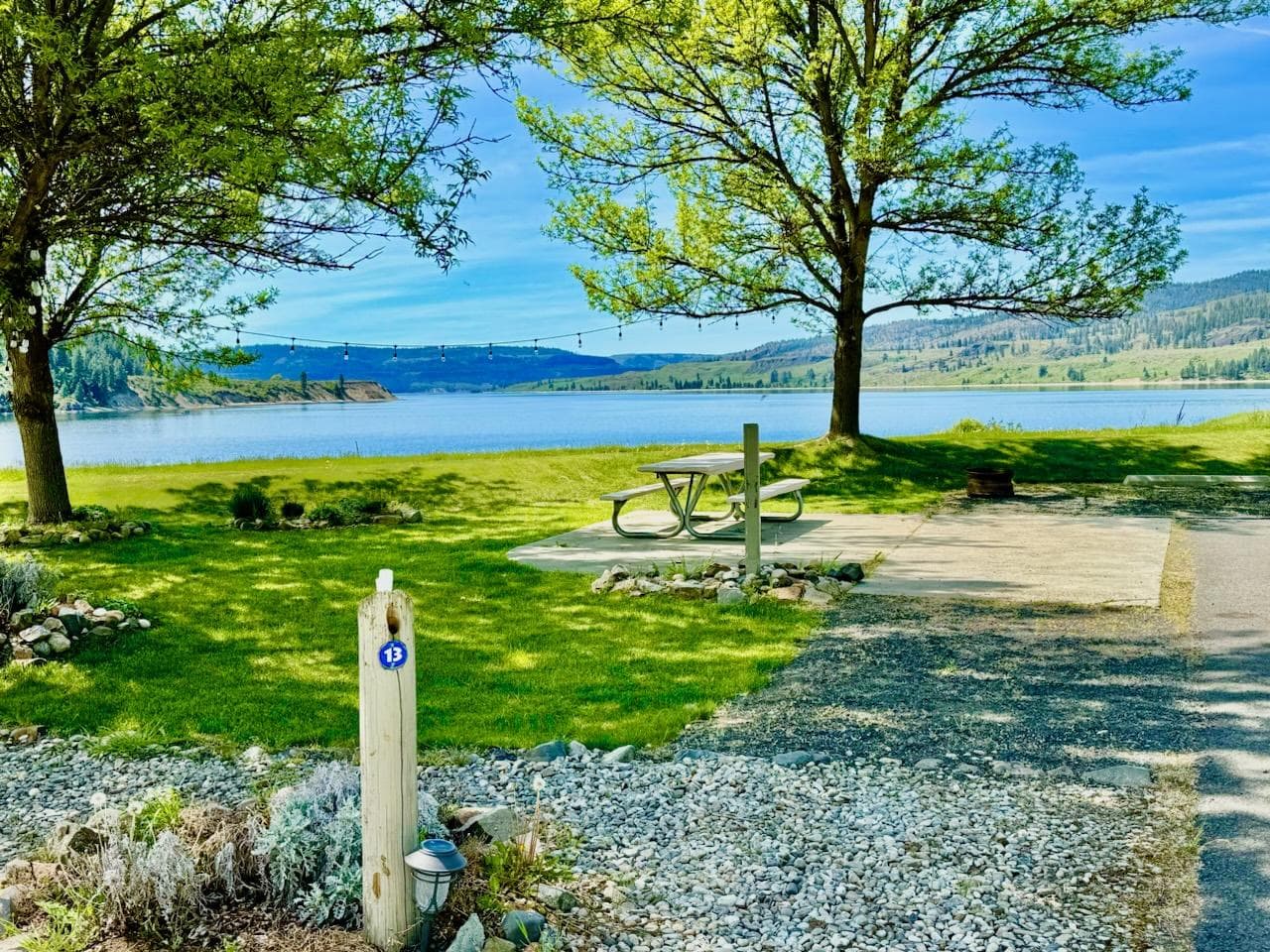 Premium pull-through RV site with lake views